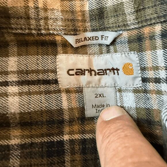 Carhartt Men's Plaid Flannel Relaxed Fit Button Down Shirt Multicolor Size 2XL - Picture 3 of 8